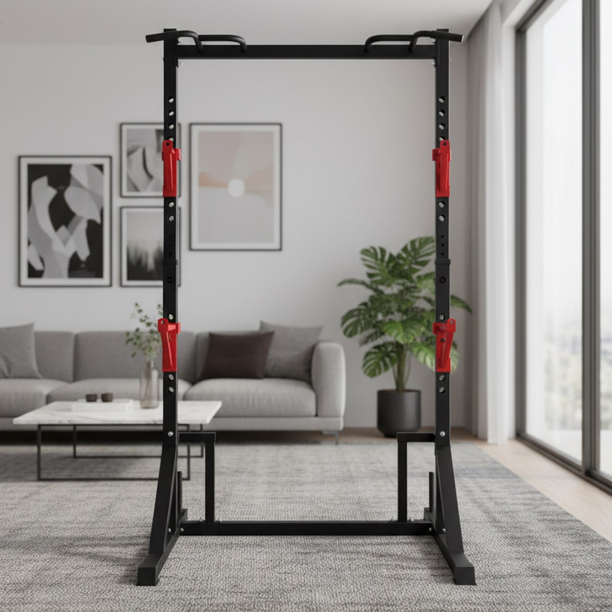 Home Gym Equipments - Rack de musculation réglable avec barre