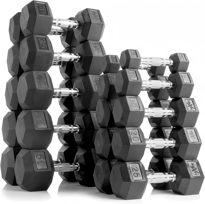 Home Gym Build - Haltères hexagonaux en caoutchouc de qualité