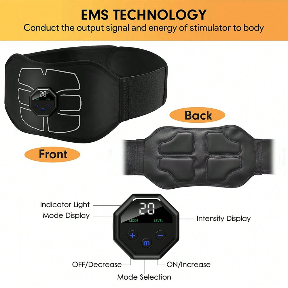 Home Gym Essentials - Ceinture d'entraînement abdominale rechargeable par USB,