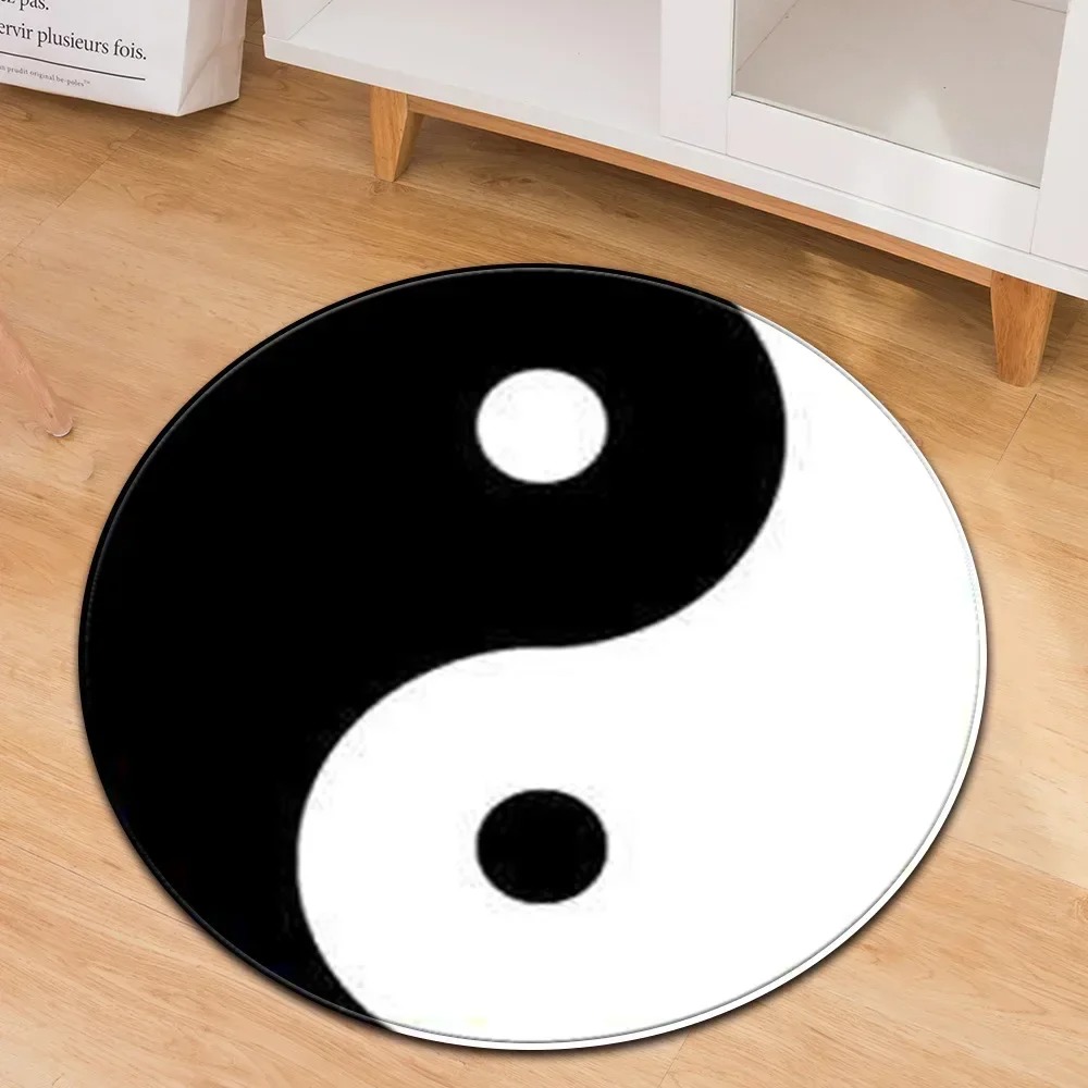 Home Gym Aesthetic - Yin Yang Taiji tapis rond fleur