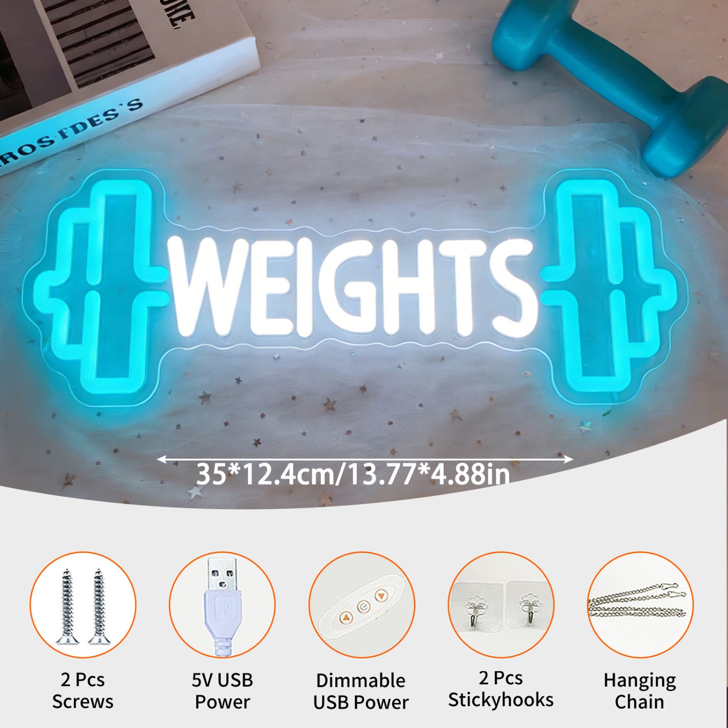 Panneau néon LED Haltères, Lam - Home Gym Aesthetic avis et prix