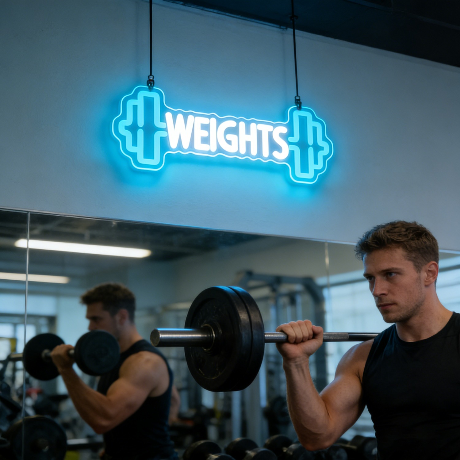Panneau néon LED Haltères, Lam - Home Gym Aesthetic avis et prix